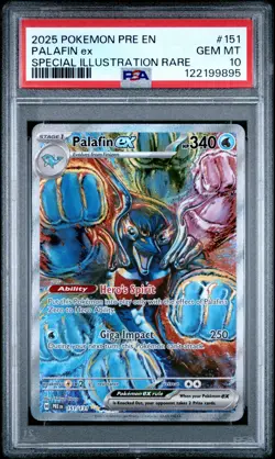 2025 POKEMON PRE EN-PRISMATIC EVOLUTIONS #151 PALAFIN EX PSA 10 - Image 1