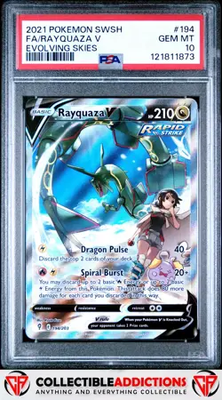2021 Pokemon Sword & Shield Evolving Skies #194 Rayquaza V Evolving Skies PSA 10 - Image 1