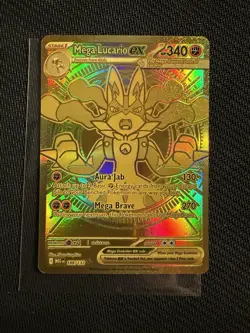Mega Lucario Ex 188/132 Mega Evolution Gold Hyper Rare Pokemon TCG Card English - Image 1