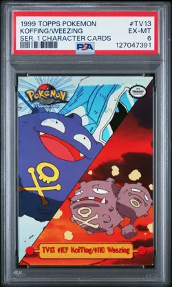 1999 TOPPS POKEMON SERIES 1 CHARACTER CARDS #TV13 KOFFING/WEEZING PSA 6 - Image 1