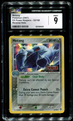 CGC 9 Metang Reverse Holo EX Power Keepers 2007 Pokemon Card #35 - Image 1