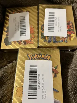 Lot of 3 Boxes of Pokemon Gold Foil Card Deck Gold NEW SEALED RARE - Image 2