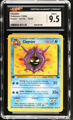 CGC 9.5 MINT+ Cloyster 1999 Fossil 1st Edition 32/62 Pokemon Card - Image 1