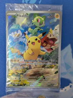 Pikachu SVP 027 - FACTORY SEALED Paldea Evolved Promo Holo Pokemon Card NM - Image 1