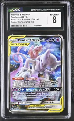 CGC 8 Mewtwo & Mew GX 2019 Black Star Promos SM191 Pokemon Card - Image 1