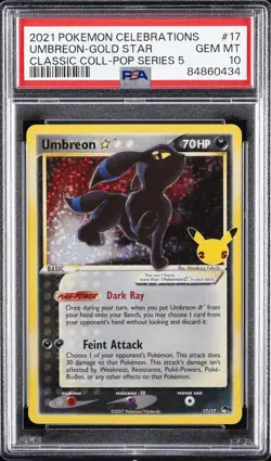 2021 POKEMON CELEBRATIONS CLASSIC COLL #17 UMBREON-GOLD STAR PSA 10 - Image 1