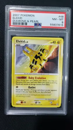 2007 Pokemon: ELEKID 48/130 [Diamond & Pearl Base Set] Uncommon - NM/MT - PSA 8 - Image 1