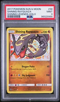 2017 POKEMON SUN & MOON SHINING LEGENDS #56 SHINING RAYQUAZA-HOLO PSA 9 - Image 1
