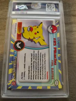 1999 TOPPS Pokemon TV RAINBOW FOIL #25 PIKACHU PSA 8 NM-MT - Image 2