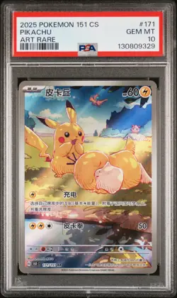 2025 POKEMON SIMPLIFIED CHINESE 151 C-COLL 151 ART RARE #171 PIKACHU PSA 10 - Image 1