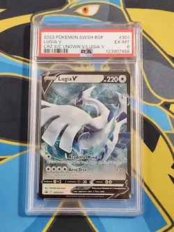 Pokemon TCG Lugia v SWSH301 Holo Black Star Promo PSA 6 - Image 1