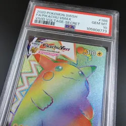 PSA 10 Pikachu Vmax 188/185 Vivid Voltage Rainbow Rare Holo Graded Pokemon Card - Image 2