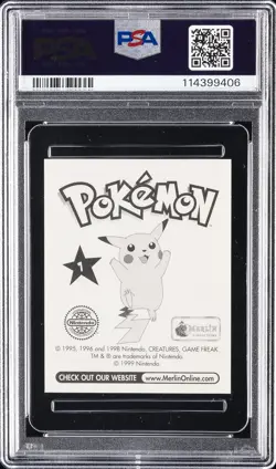 1999 MERLIN POKEMON #7 SQUIRTLE PSA 7 - Image 2
