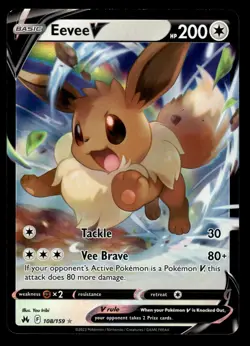 Eevee V 108/159 Ultra Rare Crown Zenith Pokemon Card - Image 1