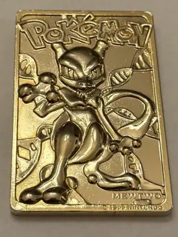Gold Plated Metal Collectable Mewtwo Pokemon Card From Burger King - Image 1