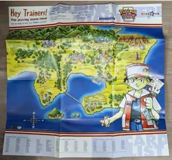 Pokemon Card Game POSTER & MAP ~ Arena Poster Vintage 1999 RARE Toys R Us Clean - Image 1