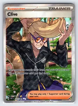 Clive 227/091 2024 Paldean Fates Pokemon Card Full Art Trainer Ultra Rare - Nm - Image 1