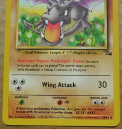 Aerodactyl 16/62 Rare Non-Holo Fossil Set Pokemon Card MP - Image 3