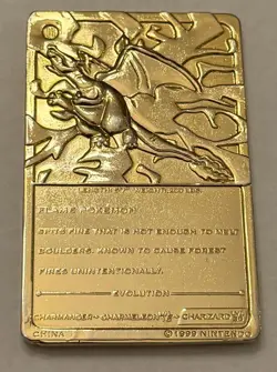 Gold Plated Metal Collectable Charizard Pokemon Card From Burger King - Image 2