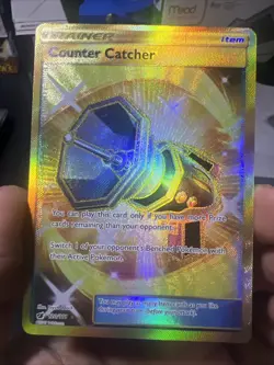 Gold Trainer Counter Catcher Card Secret Rare 120/111 Sm-Crimson Invasion Holo - Image 1