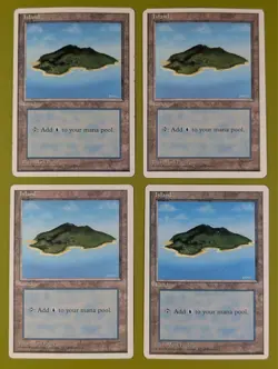 Island (B) x4 Fourth Edition 4th 4x Magic the Gathering MTG White Border - Image 1