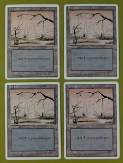 Swamp (B) x4 Fourth Edition 4th 4x Magic the Gathering MTG White Border - Image 1