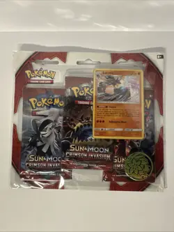 Pokemon Sun And Moon Crimson Invasion 3 Pack Blister Lucario Sealed - Image 1