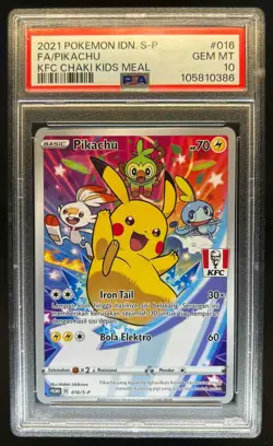 2021 Pokemon IDN S-P FA Pikachu KFC Chaki Kids Meal #016/S-P PSA 10 - Image 1
