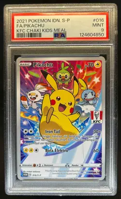 2021 Pokemon IDN S-P FA Pikachu KFC Chaki Kids Meal #016 PSA 9 MINT - Image 1