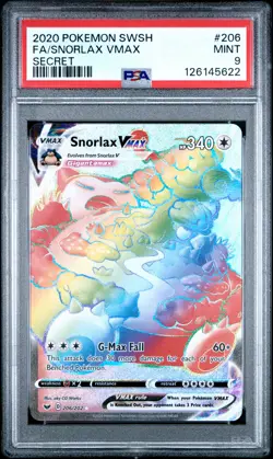 2020 POKEMON SWORD & SHIELD SECRET #206 FULL ART/SNORLAX VMAX PSA 9 - Image 1