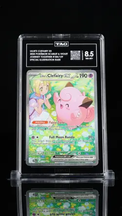 Lillie's Clefairy EX NM MT+ 8.5 (852) 184/159 SV09 TAG Graded Pokemon English - Image 2