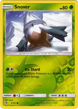 Pokemon - Snover - 3/131 - Common - Reverse Holo - Sun & Moon Forbidden Light - - Image 1