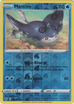 Pokemon - Mantine - 052/202 - Uncommon - Reverse Holo - Sword & Shield - Base Se - Image 1