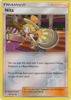 Pokemon - Nita - 151/181 - Uncommon - Reverse Holo - Sun and Moon Team Up - NM - Image 1