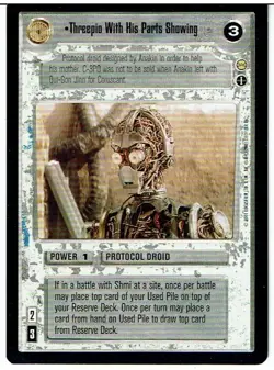 STAR WARS CCG TATOOINE RARE CARD THREEPIO WITH HIS PARTS SHOWING ex - Image 1