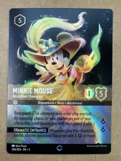 Disney Lorcana Musketeer Champion Minnie Mouse Card Enchanted 206/204 Foil - Image 1