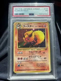 Pokemon Flareon Card Japanese 136 Jungle Set Holo 1997 Pocket Monsters PSA 7 - Image 1