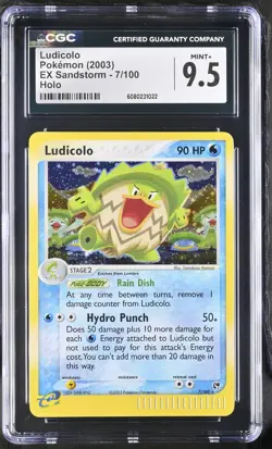 CGC 9.5 MINT+ Ludicolo 2003 EX Sandstorm 7/100 Holo Pokemon Card - Image 1