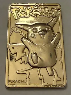 Gold Plated Metal Collectable Pikachu Pokemon Card From Burger King - Image 1