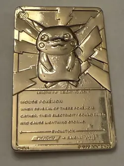 Gold Plated Metal Collectable Pikachu Pokemon Card From Burger King - Image 2