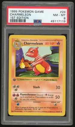 1999 Pokemon 1st Edition Shadowless Charmeleon #24 PSA 8 - Image 1