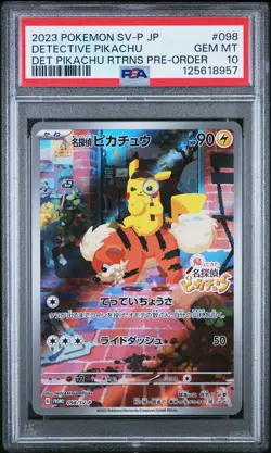 2023 POKEMON JPN SV-P PROMO #098 DETECTIVE PIKACHU PSA 10 - Image 1