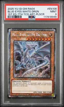 2025 YU-GI-OH! RA04-QUARTER CENTURY STAMPEDE #EN108 BLUE-EYES WHITE DRAGON PSA 9 - Image 1