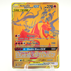 Reshiram & Charizard GX SM247 Black Star Promo Gold Pokemon TCG Card Holo NM - Image 1