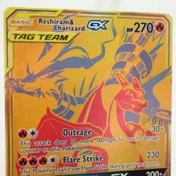 Reshiram & Charizard GX SM247 Black Star Promo Gold Pokemon TCG Card Holo NM - Image 4