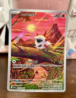 Pokemon TCG Larvesta 099/086 Sv: Black Bolt Holo Illustration Rare Card NM - Image 1