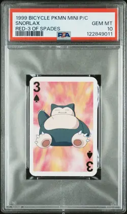 Snorlax Pokemon Playing Card Poker Mini Bicycle Spade 1999 Nintendo WOTC PSA 10 - Image 1