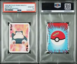 Snorlax Pokemon Playing Card Poker Mini Bicycle Spade 1999 Nintendo WOTC PSA 10 - Image 3