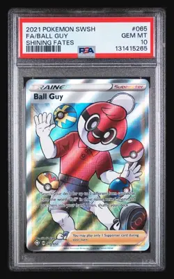 Ball Guy #065 PSA 10 Gem Mint Full Art Graded Pokemon Card Shining Fates 2021 - Image 1