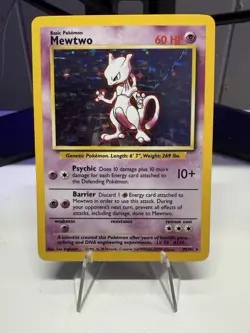 Mewtwo 10/102 (LP) Holo Rare Base Set Unlimited 1996 WOTC Pokemon Card - Image 1